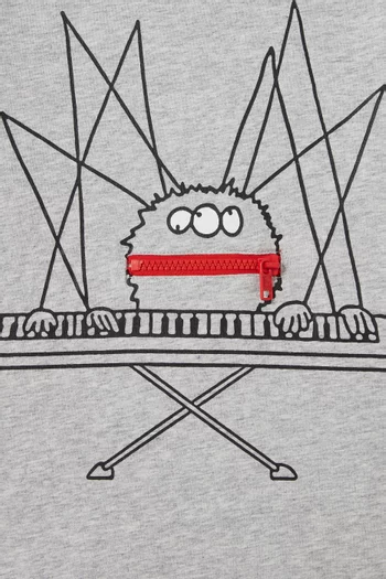 Piano Playing Spider T-shirt in Cotton