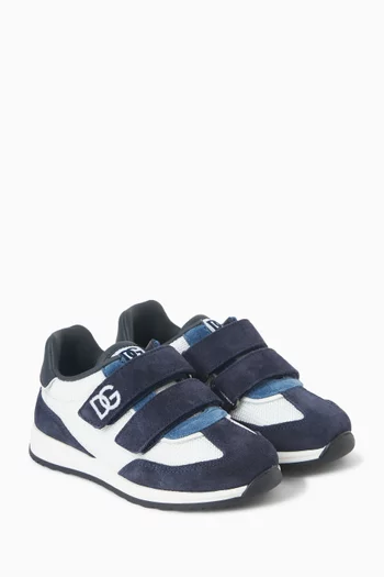 Velcro Sneakers in Suede & Mesh