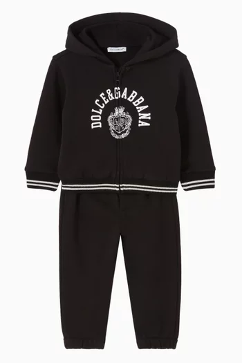 كنزة بغطاء رأس وسحّاب وطبعة شعار الماركة قطن