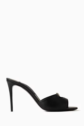 حذاء مفتوح من الخلف بشعار حرفي DG وكعب 100 مم جلد نابا