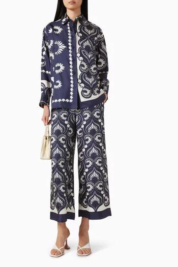 قميص بنقشة حرير وتويل