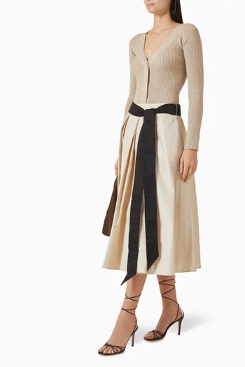 Belted Midi Skirt in Cotton-blend