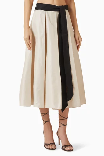 Belted Midi Skirt in Cotton-blend