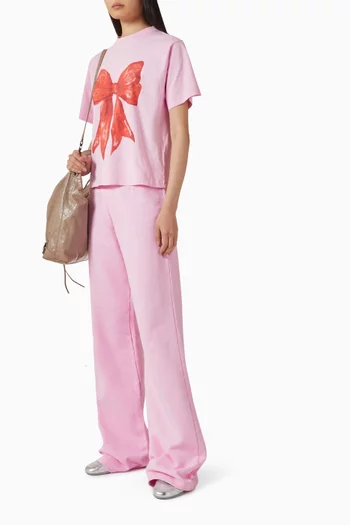 Bow Flared Sweatpants in Dry Fleece