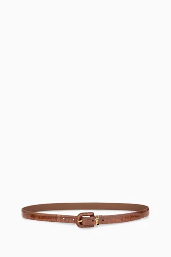 Cassandre U Buckle Belt in Croc-embossed Leather