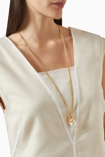 Pearl Necklace in Gold-tone Brass