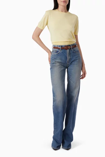 بنطال جينز ناينتينز بقصة قصيرة دينم