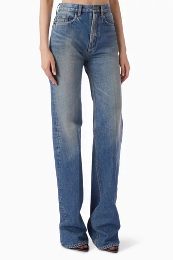 بنطال جينز ناينتينز بقصة قصيرة دينم