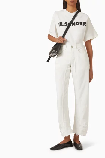 تي شيرت بطبعة شعار الماركة قطن وجيرسيه