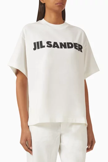 تي شيرت بطبعة شعار الماركة قطن وجيرسيه