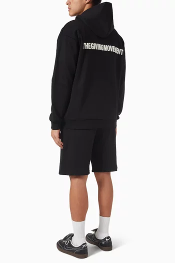 كنزة بغطاء رأس وقصة فضفاضة بسحّاب مزيج قطن عضوي