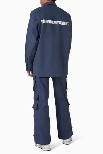 قميص بنمط جاكيت فضفاض قماش منسوج بارز