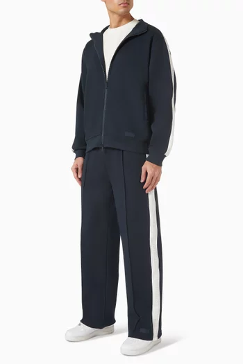 Embossed Contrast Panel Straight Leg Pants