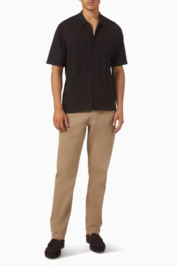 قميص دالتون بنقشة مربعات قماش منسوج من مزيج صوف