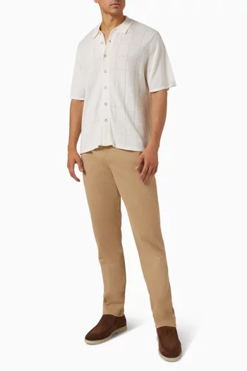 قميص دالتون بنقشة مربعات قماش منسوج من مزيج صوف