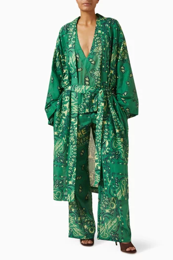 Printed Kimono Kaftan in Cotton