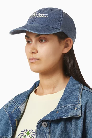 Embroidered Cap in Denim