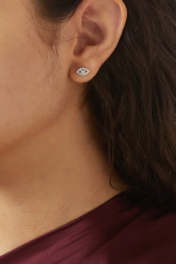 أقراط بتصميم عين الحسود مرصعة بالماس ذهب عيار 14