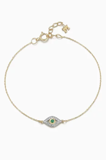 سوار بحلية عين الحسود مرصعة بالزمرد ذهب عيار 14