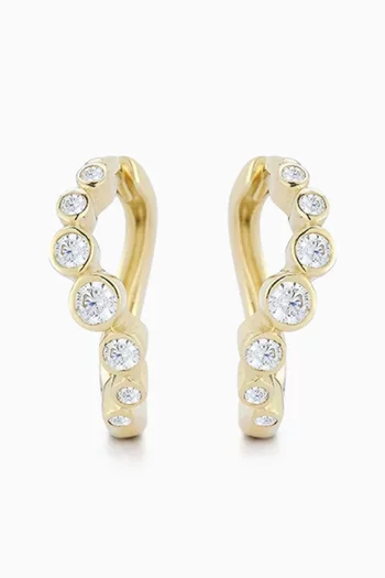 أقراط هاجي بتصميم مموج بحلي مستديرة مرصعة بالماس ذهب عيار 14