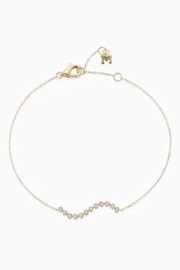 سوار بحلي مستديرة بتصميم مموج مرصعة بالماس ذهب عيار 14