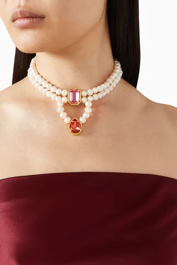 Adrienne Pearl Choker in 24kt Gold-plated Brass