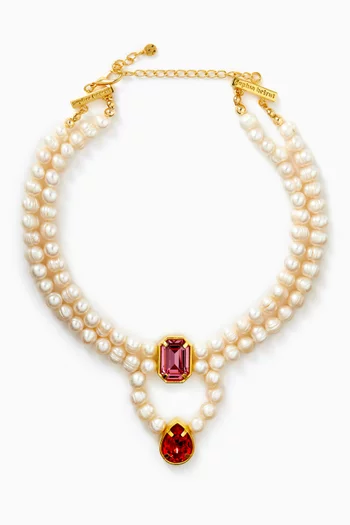 Adrienne Pearl Choker in 24kt Gold-plated Brass