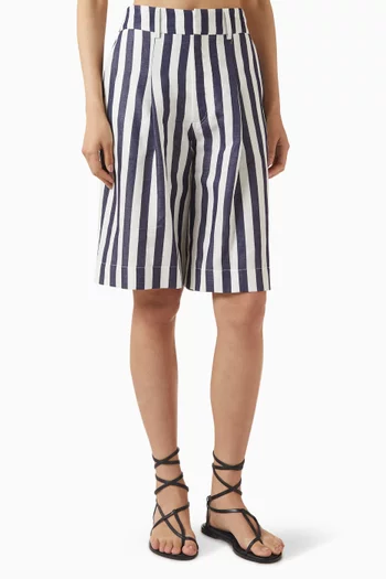 Striped Tailored Bermuda Pants