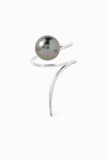 Twirl Pearl Ring in 18kt White Gold