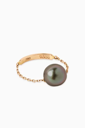 Links of Love Pearl Chain Ring in 18kt Gold