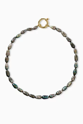 قلادة رقبة مزينة باللؤلؤ ذهب أصفر عيار 18‏