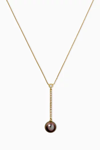 Tahitian Pearl Pavé Diamond Necklace in 18kt Gold