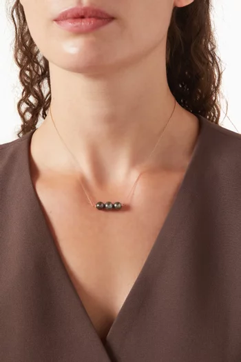 قلادة ماي فيرست ثري بيرلز ذهب وردي عيار 18