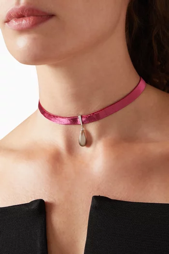 Keshi Pearl Drop Choker in Velvet