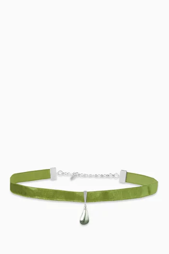 Keshi Pearl Drop Choker in Velvet