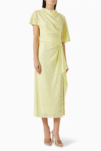 Draped Slit Dress in Lace