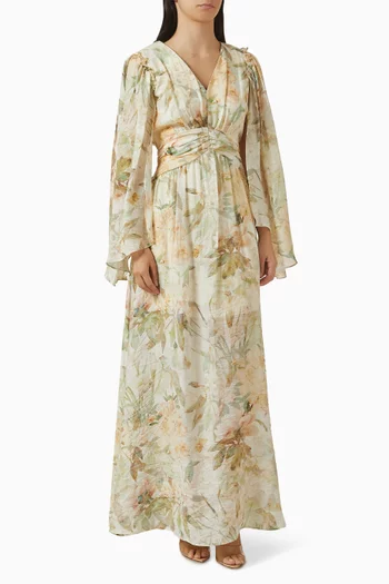 V-neck Floral-print Dress