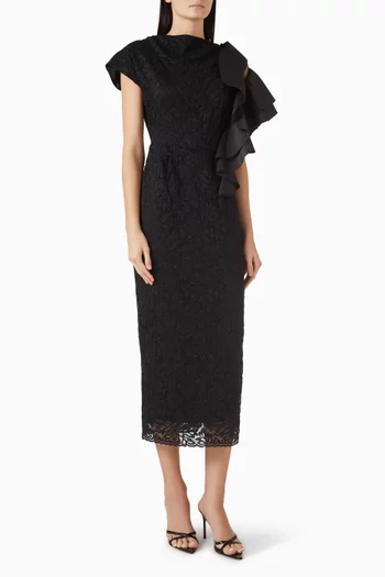 Ruffled V-back Dress in Lace