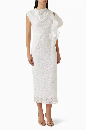 Ruffled V-back Dress in Lace