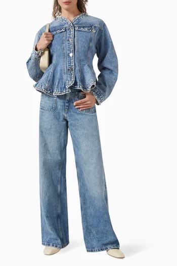 Riley Pearl-embellished Jacket in Denim