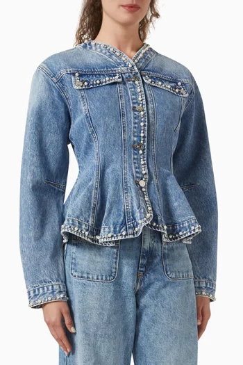 Riley Pearl-embellished Jacket in Denim