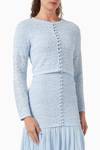 كارديغان منسوج مزين بتطريزات