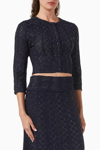 Buttoned Rhinestone Cardigan in Knit