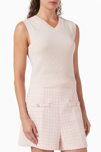 سترة منسوجة بفتحة رقبة V‏