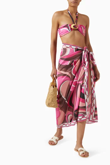 Long Printed Scarf in Polysatin