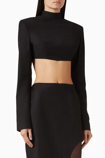 High-neck Structured Crop Top