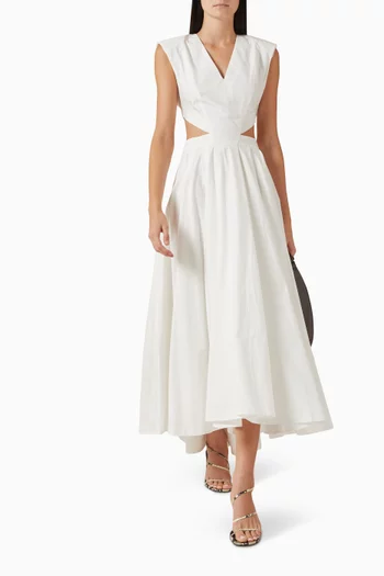 فستان كوني طويل بحافة قصيرة من الأمام وطويلة من الخلف