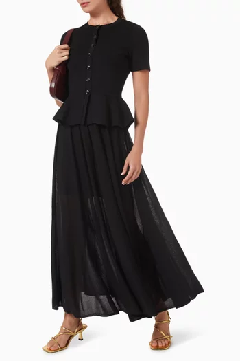 Peplum-hem Maxi Dress in Knit