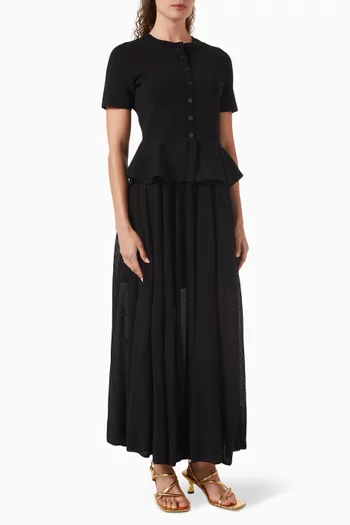 Peplum-hem Maxi Dress in Knit