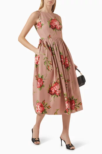 Rose Bouquet-print Dress in Cotton